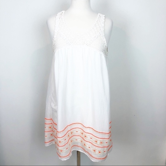 STARING AT STARS URBAN OUTFITTERS WHITE EMBROIDERED CROCHET DRESS SZ LARGE - Picture 1 of 8